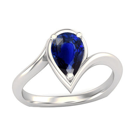 Twisted Style Gemstone Ring 1.50 Ct Pear Cut Sapphire 