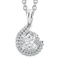 Twisted Style Halo Natural Earth Mined Diamond Pendant Cushion Old Miner 5 Carats Gold 14K