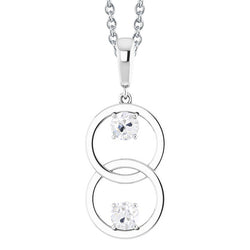 Two Stone Old Mine Cut Natural Earth Mined Diamond Pendant 1 Carat White Gold 14K