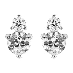 14K White Gold Stud Earrings Round Old Miner Natural Earth Mined Diamonds 7 Carats Prong Set