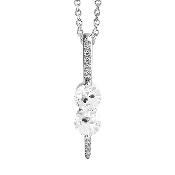 Two Stone Style Old Miner Cut Diamond Pendant