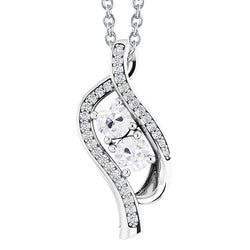 Two Stone Style Round Old Mine Cut Genuine Natural Earth Mined Diamond Pendant 3.50 Carats