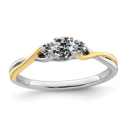 Two Tone 3 Stone Round Old Cut Natural Earth Mined Diamond Ring Twisted Shank 1.50 Carats