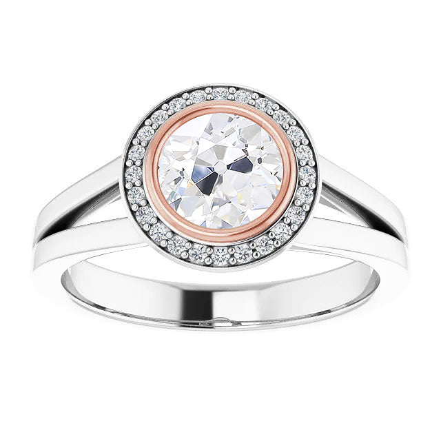 Two Tone Halo Old Miner Diamond Ring