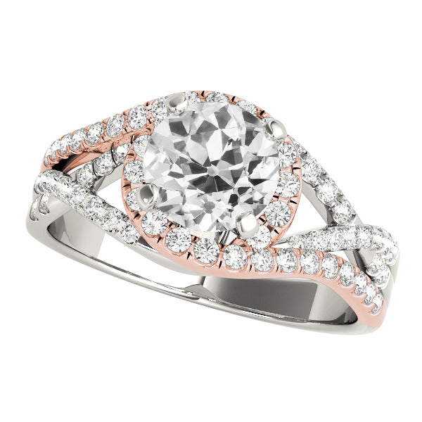 Two Tone Halo Ring Old Cut