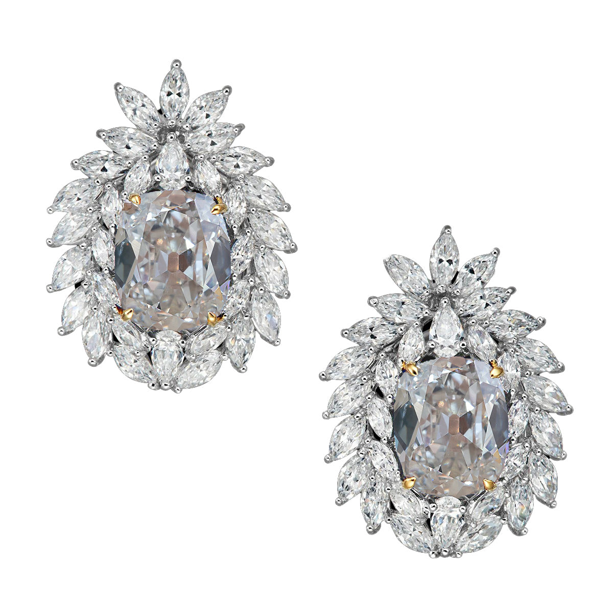Marquise, Pear & Cushion Old Cut Diamond Studs