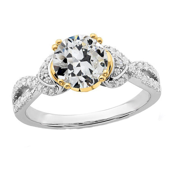Two Tone Old Mine Cut Diamond Ring