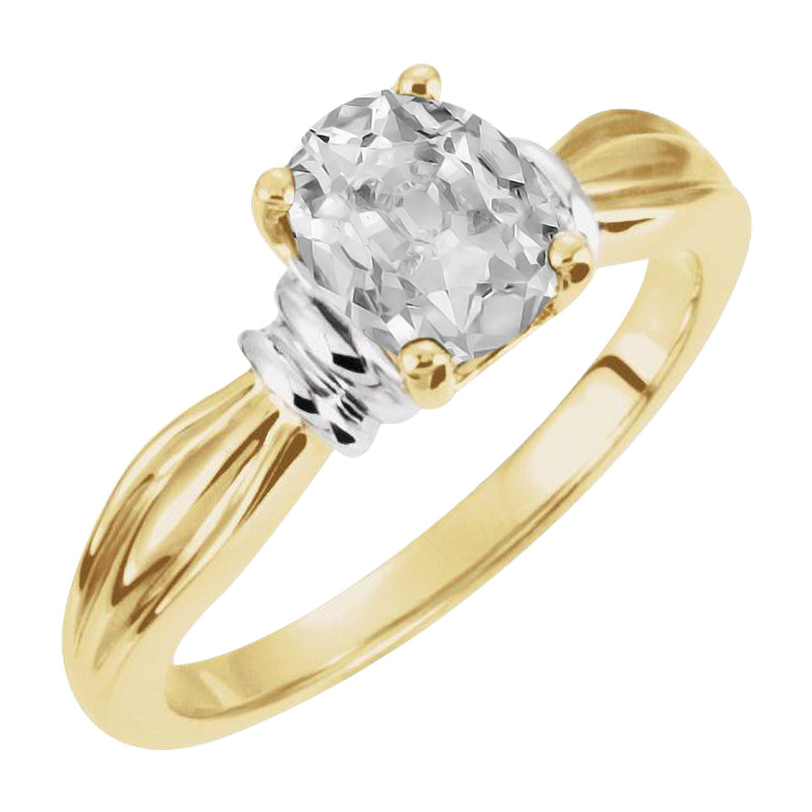 Two Tone Oval Old Miner Diamond Solitaire Ring 4.50 Carats
