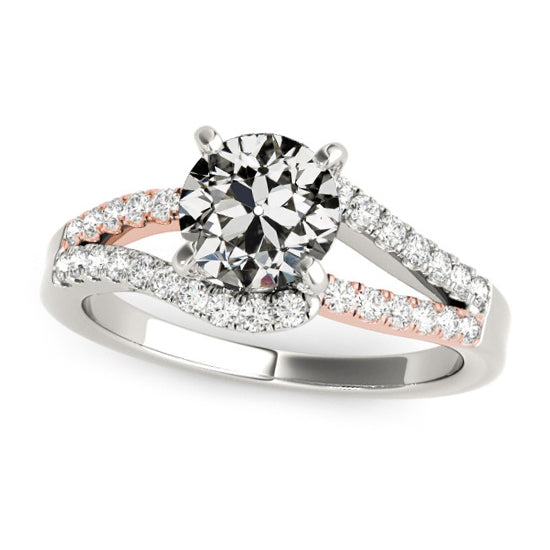 Two Tone Round Old Cut Diamond Ring