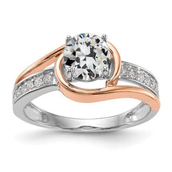 Two Tone Round Old Cut Natural Earth Mined Diamond Wedding Ring Prong Set 2.75 Carats