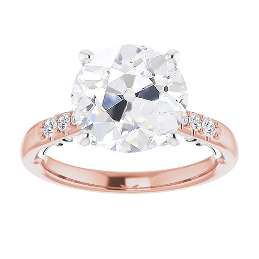 Two Tone Round Old Miner Diamond Ring