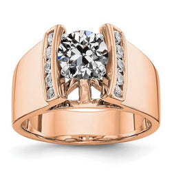 Two Tone Round Old Miner Genuine Natural Earth Mined Diamond Ring Prong Channel Set 3.25 Carats