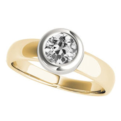 Two Tone Solitaire Ring Old Miner Genuine Natural Earth Mined Diamond Bezel Set 1.50 Carats