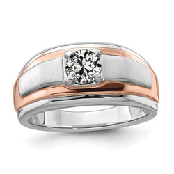 Two Tone Solitaire Round Old Cut Natural Earth Mined Diamond Ring Prong Set 1 Carat