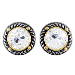 Two Tone Stud Earrings 5 Ct Old Miner Genuine Diamond Gold 14K