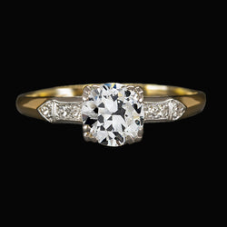 Real  Two Tone Wedding Ring Round Old European Diamond 2.50 Carats
