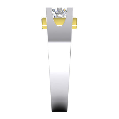 Two Tone Men's Solitaire Diamond Ring 1 Carat