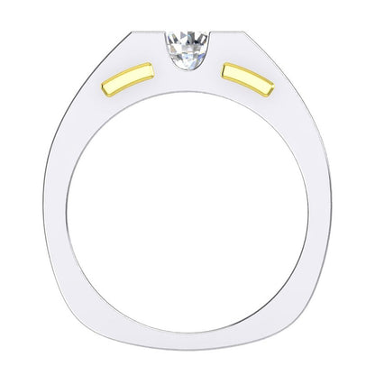 Two Tone Men's Solitaire Diamond Ring 1 Carat