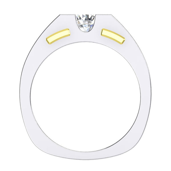 Two Tone Men's Solitaire Diamond Ring 1 Carat