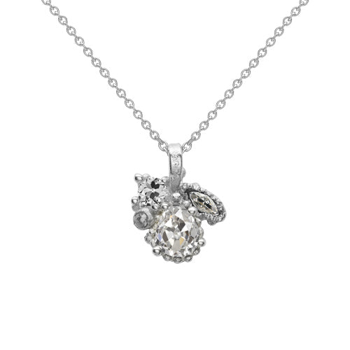 Unique Diamond Pendant 1.50 Carats Pear Old Cut Necklace 