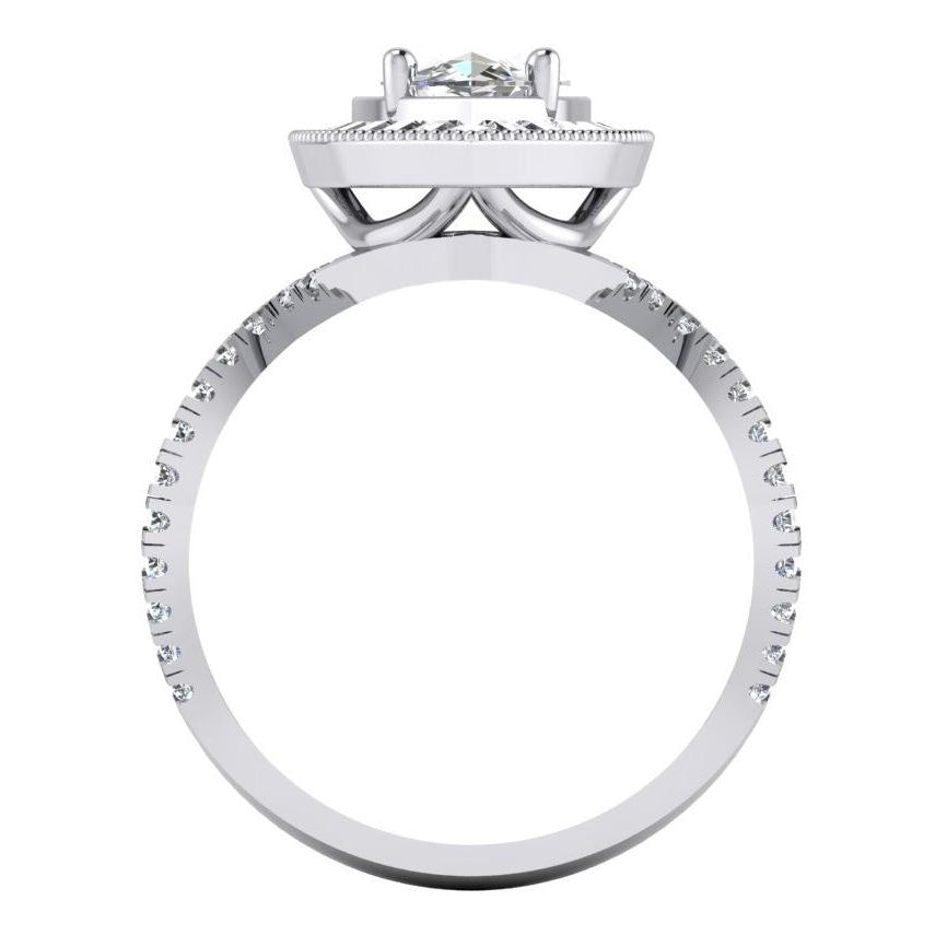 Fancy Lady’s Sparkling Vintage Style White Gold Engagement  Ring