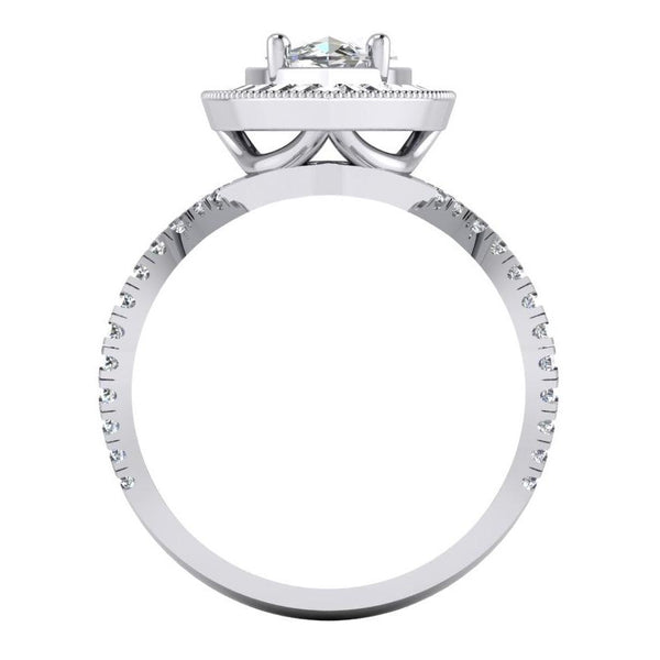Fancy Lady’s Sparkling Vintage Style White Gold Engagement  Ring