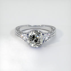 Vintage Style 3 Stone Ring Round Old Mine Cut Natural Earth Mined Diamonds 2.25 Carats