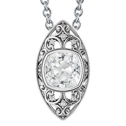 Vintage Style Natural Earth Mined Diamond Pendant Bezel Set Cushion Old Cut 5.50 Carats