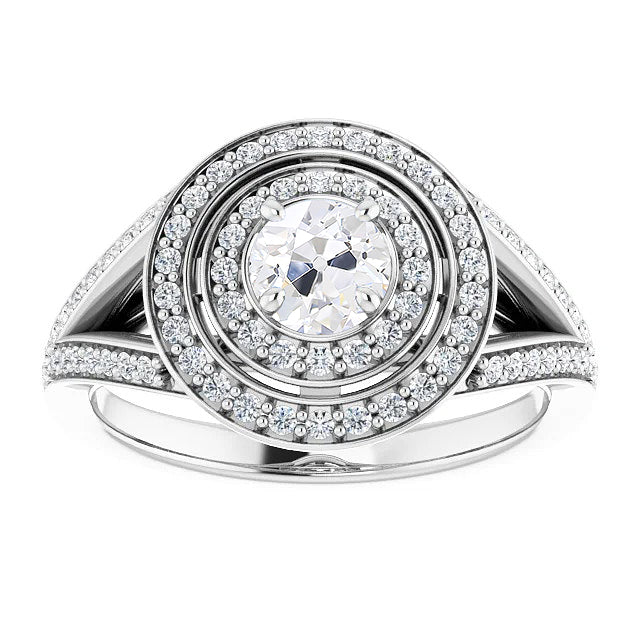 Halo Round Old Miner Diamond Ring