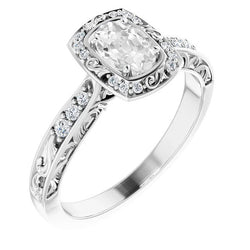 Vintage Style Halo Engagement Ring Cushion Old Cut Diamond 3.25 Carats