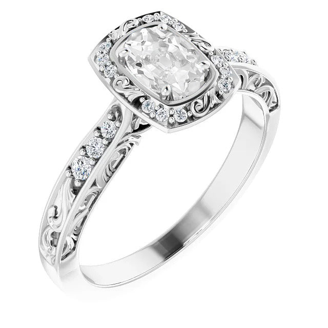 Vintage Style Halo Engagement Ring