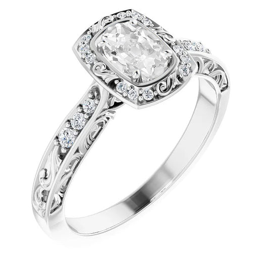 Vintage Style Halo Engagement Ring
