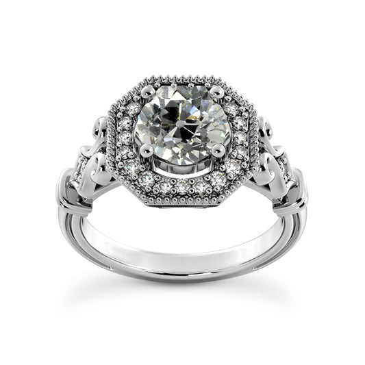 Vintage Style Halo Old Miner Diamond Ring