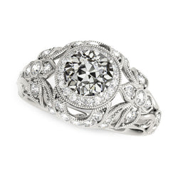 Vintage Style Halo Ring Old Cut Natural Earth Mined Diamond 4.50 Carats Filigree