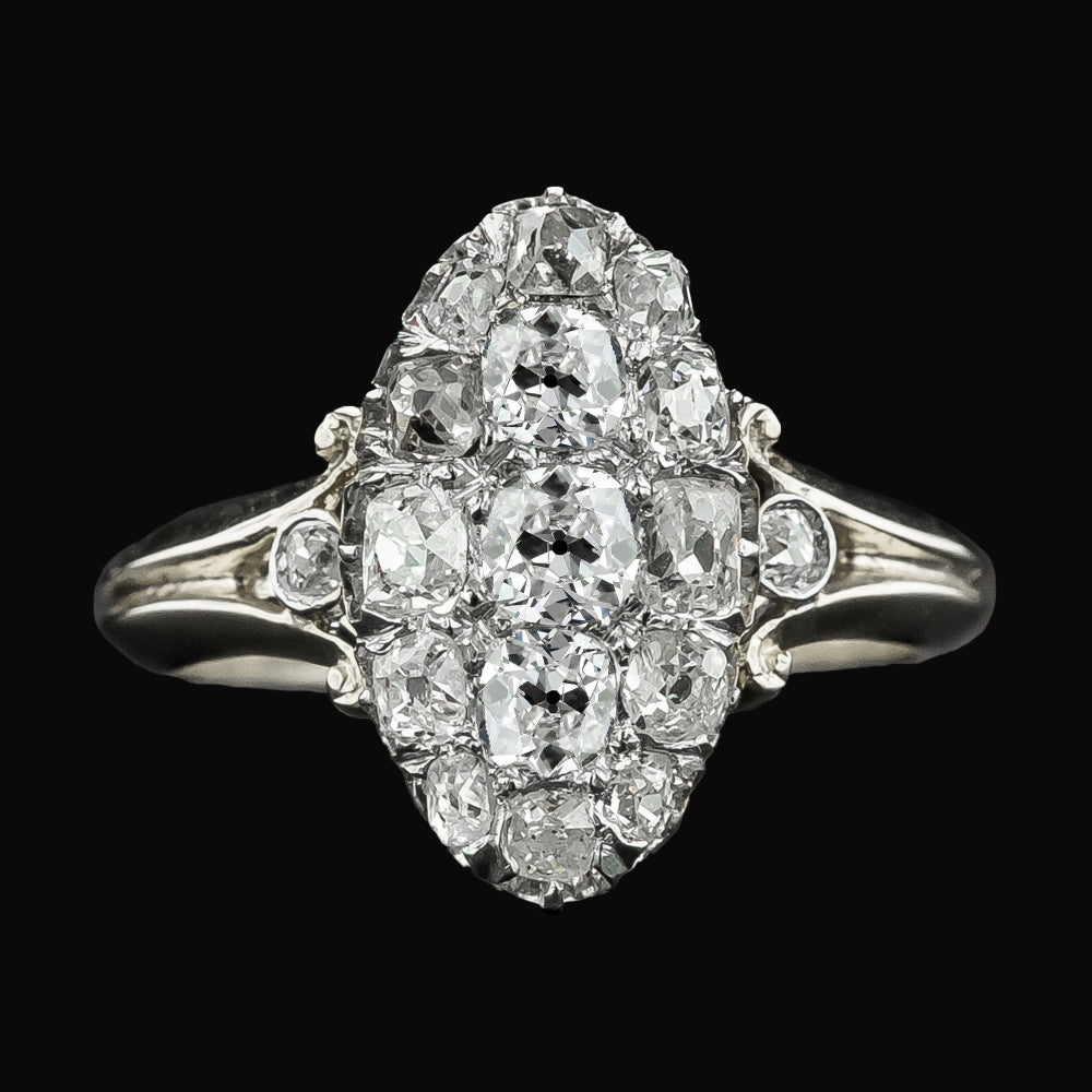 Halo Ring Round Old Miner Diamond Jewelry