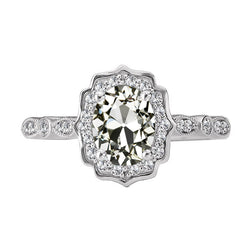 Vintage Style Halo Ring Round & Oval Old Cut Diamond 5.50 Carats
