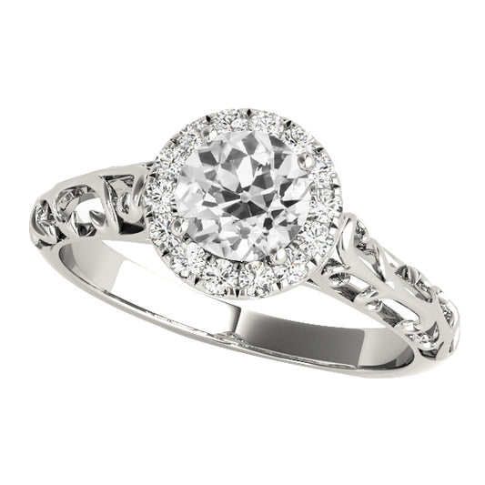Vintage Style Halo Round Ring
