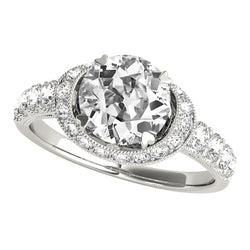 Vintage Style Halo Round Old Mine Cut Real Natural Earth Mined Diamonds 6 Carats Milgrain