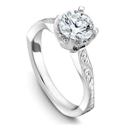 Natural  Vintage Style Hidden Halo Diamond White Gold Wedding Ring