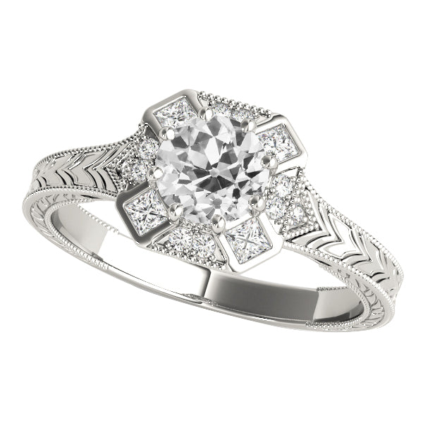 Vintage Style Round Halo Ring Old Miner