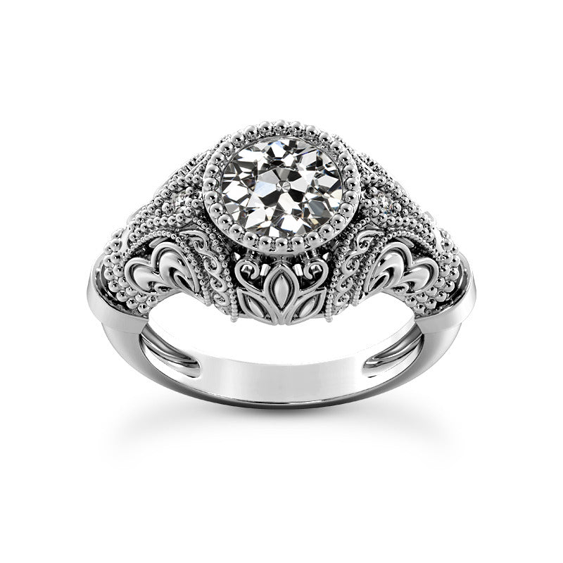 Vintage Style Round Old Cut Diamond Engagement Ring