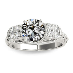 Vintage Style Round Old Cut Natural Earth Mined Diamond Ring Gold 3.25 Carats