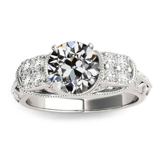 Vintage Style Round Old Cut Diamond Ring