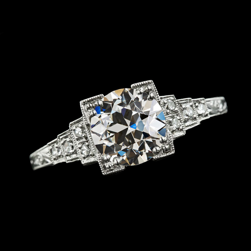 Vintage Style Round Old Miner Diamond Ring