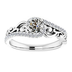 Vintage Style Round Old Mine Cut Natural Earth Mined Diamond Ring 14K Gold 3 Carats