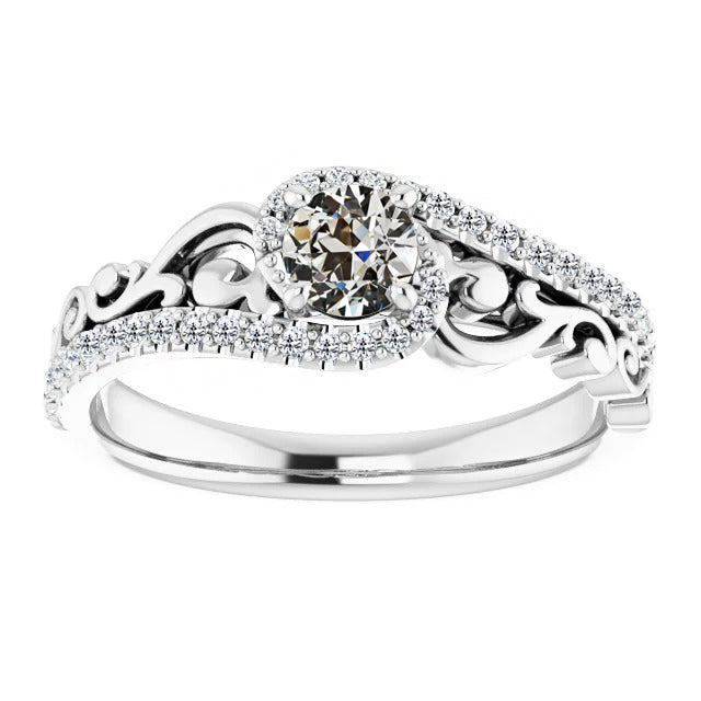  Lady’s Sparkling Unique Engagement White Gold Anniversary Ring  Old Miner Cut Diamond Ring Gold