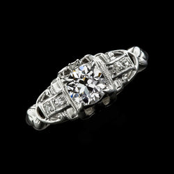 Vintage Style Round Old Mine Cut Real Natural Earth Mined Diamond Ring 2.25 Carats White Gold