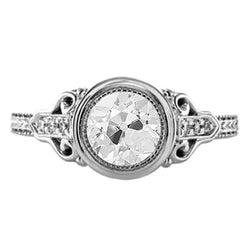 Genuine   Vintage Style Round Old Miner Bezel Set Diamond Ring 1.50 Carats