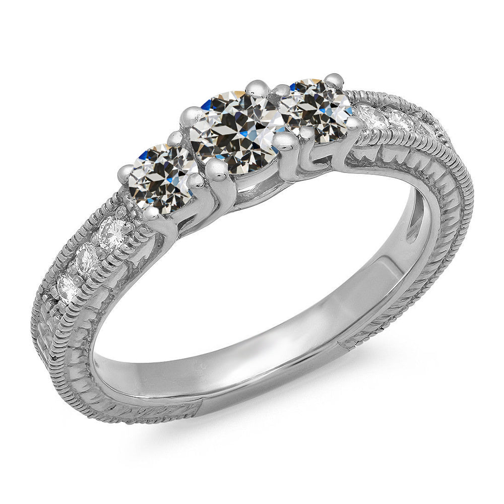 Vintage Style  Unique Style White Sparkling Engagement White gold   Old Miner Diamond Ladies Jewelry