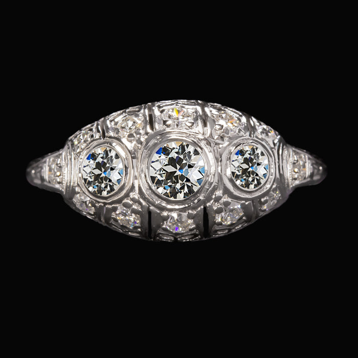 Vintage Style Round Old Miner Diamond Ring